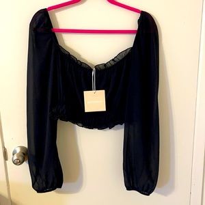 NWT Kittenish Long Sleeve Sheer crop blouse